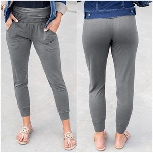 Grey High Waist Tummy Control Pocket Lounge Leggings
